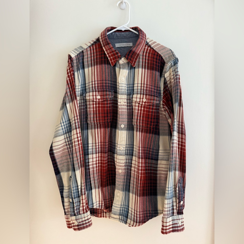 Outerknown Organic Cotton Blanket Shirt - Rust, Blue, and Cream | Size M
